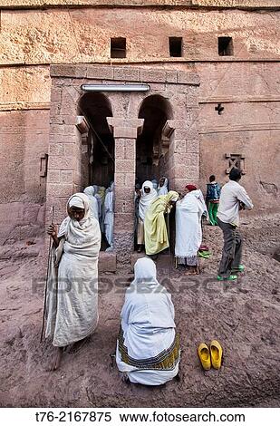 pilgrims at mass at Bet Maryam rock hewn church in Lalibela, Ethiopia. View Large Photo Image Stock Photography - pilgrims at mass at Bet Maryam rock hewn church in Lalibela, Ethiopia.. Fotosearch