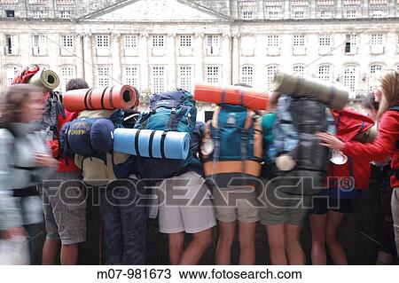 Pilgrims celebrating the arrival to Santiago, Santiago de Compostela, Spain, Europe. View Large Photo Image Stock Image - Pilgrims celebrating the arrival to Santiago, Santiago de Compostela, Spain, Europe.. Fotosearch