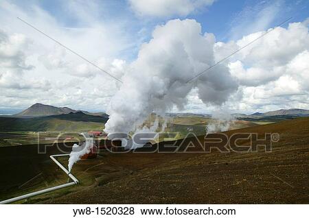 Stock Photo - Pipelines at Krafla Geothermal Power Plant, Iceland. Fotosearch