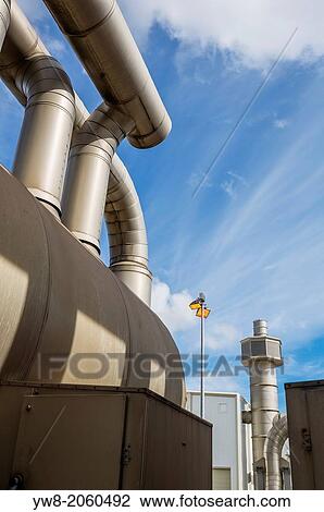 Stock Image - Pipes at Nesjavellir Geothermal Power Plant, Iceland.. Fotosearch