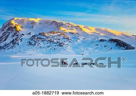Stock Photo - Pirena Advance is a 15 days long sleddog race across the Pyrenees (Spain-France-Andorra).. Fotosearch