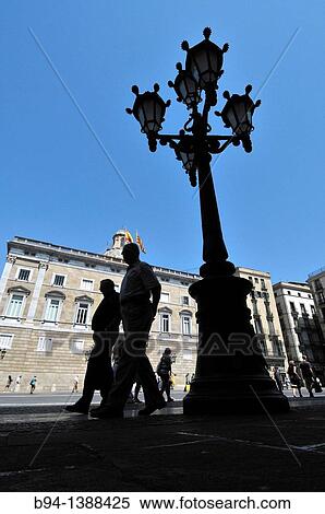 Pla? a de Sant Jaume and Palau de la Generalitat. It houses the offices of the Presidency of the Generalitat de Catalunya. District of Ciutat Vella. Barcelona. Catalonia. Spain. View Large Photo Image Stock Photography - Pla? a de Sant Jaume and Palau de la Generalitat. It houses the offices of the Presidency of the Generalitat de Catalunya. District of Ciutat Vella. Barcelona. Catalonia. Spain.. Fotosearch