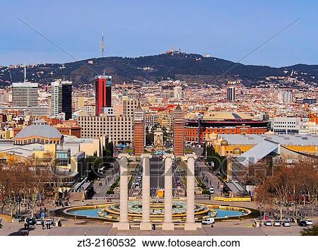 Placa Espanya - Spanish Square in Barcelona, Catalonia, Spain. View Large Photo Image Stock Image - Placa Espanya - Spanish Square in Barcelona, Catalonia, Spain.. Fotosearch
