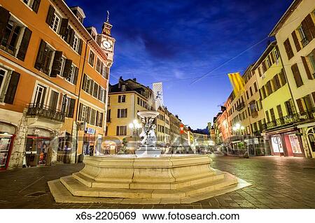 Stock Photo - Place Saint-L? ger, Chambery, Savoie, Rh? ne-Alpes, France.. Fotosearch
