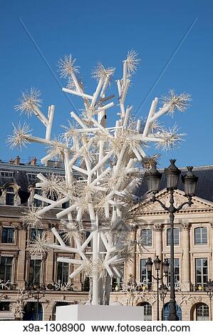 Stock Image - Place Vendome decorated for Christmas. Paris, France. Fotosearch