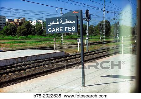 Platform of the train station view from the window of a car in Fez, Morocco, Africa View Large Photo Image Stock Photography - Platform of the train station view from the window of a car in Fez, Morocco, Africa. Fotosearch