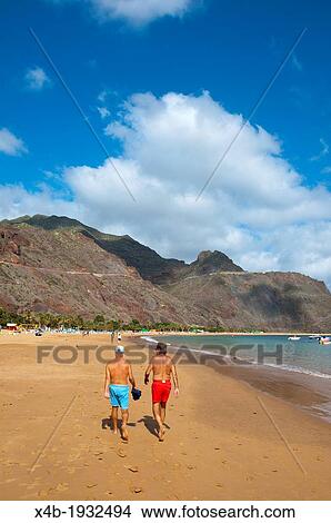 Picture - Playa de las Teresitas beach San Andres town Tenerife island the Canary Islands Spain Europe. Fotosearch