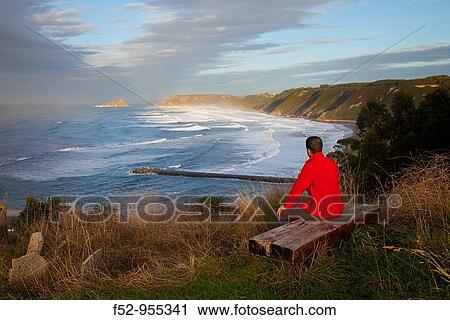 Stock Image - Playa de los Quebrantos from the Mirador del Esp? ritu Santo. San Esteban de Pravia. Asturias. Spain.. Fotosearch