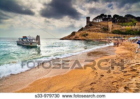 Playa de Tossa de Mar Catalua Espaa View Large Photo Image Stock Image - Playa de Tossa de Mar Catalua Espaa. Fotosearch