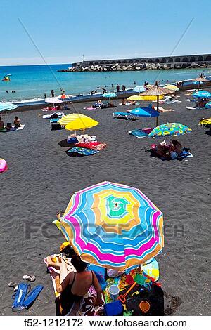Stock Image - Playa del Puerto Pueblo Tazacorte Isla La Palma Provincia Santa Cruz Islas Canarias Espaa.. Fotosearch