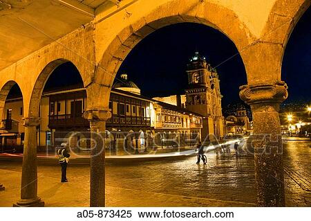 Plaza de Armas with the church of the Society of Jesus in background at night, Cusco, Peru View Large Photo Image Stock Photography - Plaza de Armas with the church of the Society of Jesus in background at night, Cusco, Peru. Fotosearch
