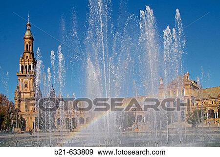 Plaza de Espaa at Seville. Andalucia. Spain. View Large Photo Image Stock Photo - Plaza de Espaa at Seville. Andalucia. Spain.. Fotosearch