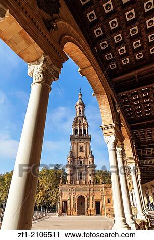 Plaza de Espaa, Sevilla, Spain. View Large Photo Image Stock Image - Plaza de Espaa, Sevilla, Spain.. Fotosearch