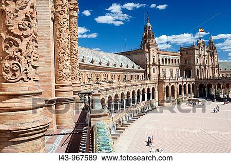 Plaza de Espaa, Seville, Andalusia, Spain View Large Photo Image Stock Photo - Plaza de Espaa, Seville, Andalusia, Spain. Fotosearch