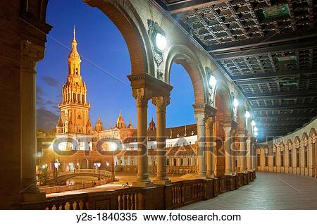 Plaza de Espaa, Seville, Spain View Large Photo Image Stock Photography - Plaza de Espaa, Seville, Spain. Fotosearch