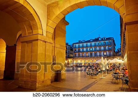 Plaza de la Constitucion square in old town, Donostia (San Sebastian), Basque Country, Spain View Large Photo Image Stock Photograph - Plaza de la Constitucion square in old town, Donostia (San Sebastian), Basque Country, Spain. Fotosearch