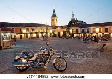 Stock Image - Plaza de Segovia, night view. Navalcarnero, Madrid province, Spain.. Fotosearch