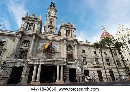 Stock Image - Plaza del Ayuntamiento de Valencia, Spain, Europe. Fotosearch
