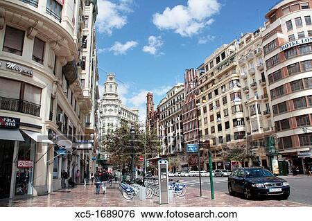 Plaza del Ayuntamiento, Down Town, Valencia, Comunitat Valenciana, Spain, Europe. View Large Photo Image Stock Photograph - Plaza del Ayuntamiento, Down Town, Valencia, Comunitat Valenciana, Spain, Europe.. Fotosearch