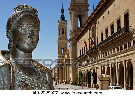 Plaza del Pilar and El Pilar in Zaragoza (Spain). View Large Photo Image Stock Photo - Plaza del Pilar and El Pilar in Zaragoza (Spain).. Fotosearch