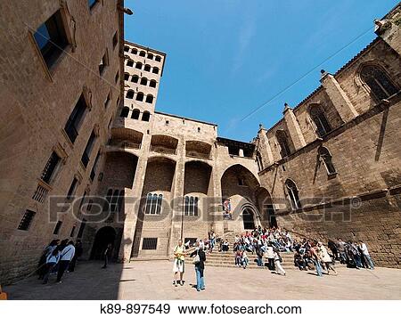 Plaza del Rey. Barcelona. Spain View Large Photo Image Stock Photo - Plaza del Rey. Barcelona. Spain. Fotosearch