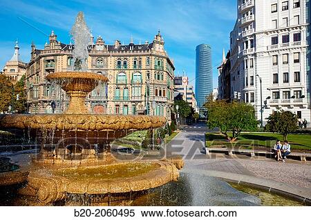 Plaza Federico Moyua and Iberdrola Tower, Bilbao, Bizkaia, Basque Country, Spain View Large Photo Image Stock Photography - Plaza Federico Moyua and Iberdrola Tower, Bilbao, Bizkaia, Basque Country, Spain. Fotosearch