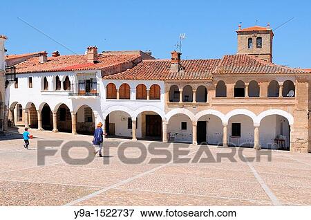 Plaza Mayor, big square at Garrovillas, Caceres, Extremadura, Spain View Large Photo Image Stock Photo - Plaza Mayor, big square at Garrovillas, Caceres, Extremadura, Spain. Fotosearch