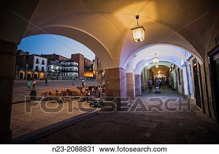 Plaza Mayor, CBceres, Spain. View Large Photo Image Stock Image - Plaza Mayor, CBceres, Spain.. Fotosearch