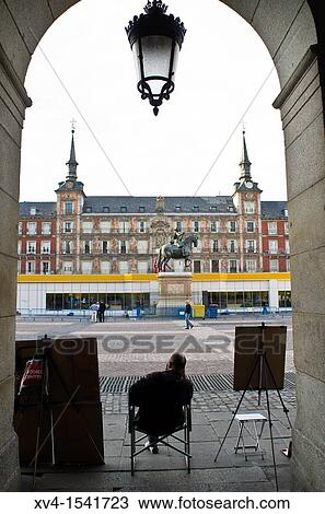 Stock Image - Plaza Mayor, Madrid, Spain, Europe. Fotosearch