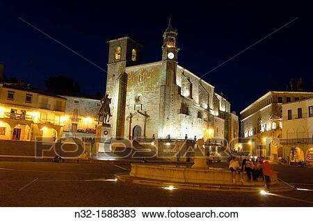 Plaza Mayor (Main Square) with San Martin church at dusk, Trujillo, Caceres province, Extremadura, Spain, Europe View Large Photo Image Stock Image - Plaza Mayor (Main Square) with San Martin church at dusk, Trujillo, Caceres province, Extremadura, Spain, Europe. Fotosearch