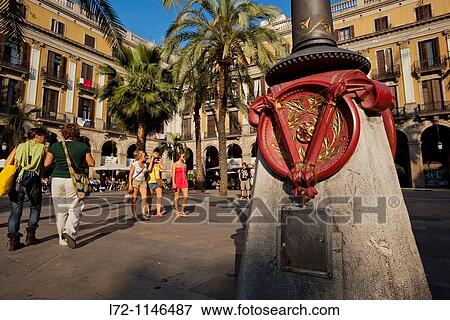 Plaza Real, Barrio Gotico, Barcelona. View Large Photo Image Stock Photo - Plaza Real, Barrio Gotico, Barcelona.. Fotosearch