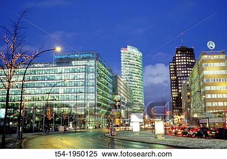 Podsdamer Square at night View Large Photo Image Stock Photography - Podsdamer Square at night. Fotosearch