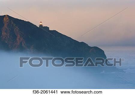 Point Sur Lighthouse and morning fog at sunrise, Big Sur, Monterey County coast, California. View Large Photo Image Stock Image - Point Sur Lighthouse and morning fog at sunrise, Big Sur, Monterey County coast, California.. Fotosearch