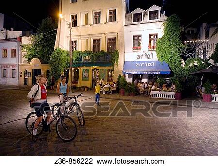 Poland Krakow Cafes at Kazimierz district View Large Photo Image Stock Image - Poland Krakow Cafes at Kazimierz district. Fotosearch