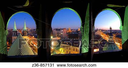 Poland, Krakow, cityline View Large Photo Image Stock Image - Poland, Krakow, cityline. Fotosearch