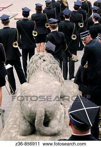 Stock Image - Poland, Krakow, Fire Department Day at Main Market Square. Fotosearch
