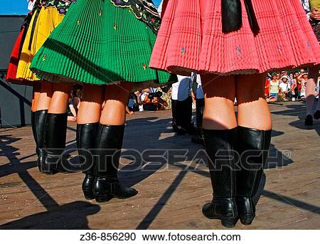 Stock Image - Poland Krakow, Folk dance festival at Main Market Square. Fotosearch