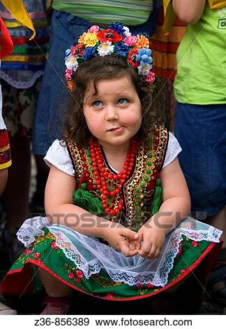 Stock Photo - Poland Krakow Girl at traditional Krakowian Costume. Fotosearch