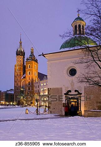 Poland Krakow St Adalbert and St Mary's church View Large Photo Image Stock Photography - Poland Krakow St Adalbert and St Mary's church. Fotosearch