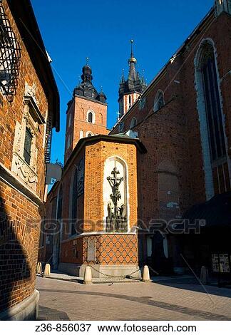 Stock Photo - Poland Krakow St Mary's Church Jesus sculpture. Fotosearch