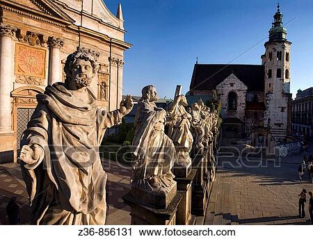 Stock Image - Poland Krakow St Peter & St Paul Church with Apostles and Andrew Church at Grodzka street. Fotosearch