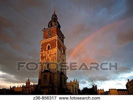 Poland Krakow, Town Hall Tower View Large Photo Image Stock Photo - Poland Krakow, Town Hall Tower. Fotosearch