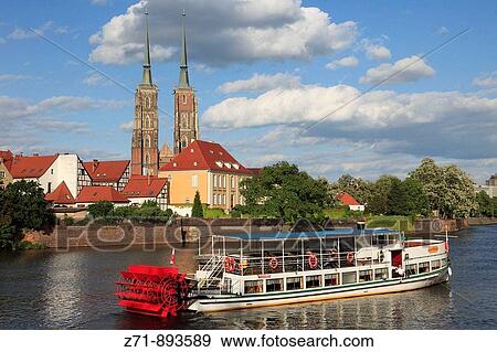 Poland, Wroclaw, Cathedral Island, Odra River, sightseeing boat View Large Photo Image Stock Photo - Poland, Wroclaw, Cathedral Island, Odra River, sightseeing boat. Fotosearch