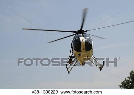 Stock Photo - Police helicopter. Edmonston, Maryland, USA.. Fotosearch
