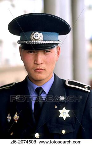 Policeman in uniform in Ulaan Baatar Mongolia. View Large Photo Image Stock Photo - Policeman in uniform in Ulaan Baatar Mongolia.. Fotosearch