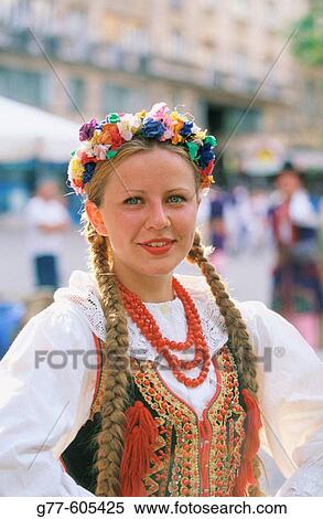 Polish girl with typical costume. Cracow. Poland View Large Photo Image Stock Photography - Polish girl with typical costume. Cracow. Poland. Fotosearch