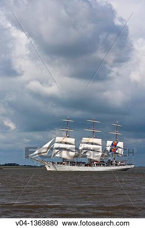 Polish tall ship Dar Mlodziezy on the river Weser, Bremerhaven, Germany, Europe View Large Photo Image Stock Image - Polish tall ship Dar Mlodziezy on the river Weser, Bremerhaven, Germany, Europe. Fotosearch