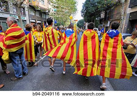 Political demonstration for the independence of Catalonia, September 11 2013, Barcelona, Catalonia, Spain View Large Photo Image Stock Photograph - Political demonstration for the independence of Catalonia, September 11 2013, Barcelona, Catalonia, Spain. Fotosearch