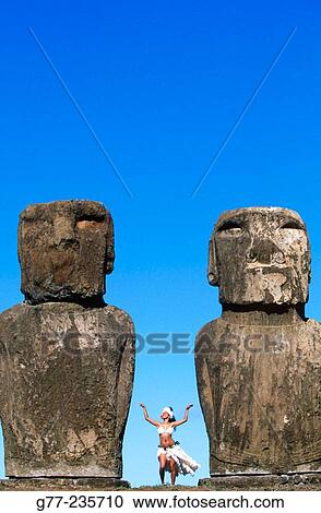 Polynesian dancer in Ahu Tongariki. Easter Island. Chile View Large Photo Image Stock Image - Polynesian dancer in Ahu Tongariki. Easter Island. Chile. Fotosearch