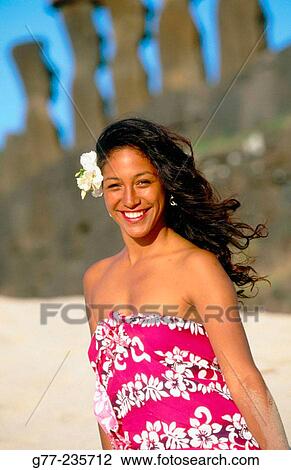 Polynesian woman from Easter Island. Chile View Large Photo Image Stock Image - Polynesian woman from Easter Island. Chile. Fotosearch